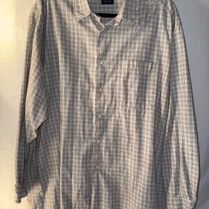Izod Men's Blue and White Checkered Shirt, Mens XL